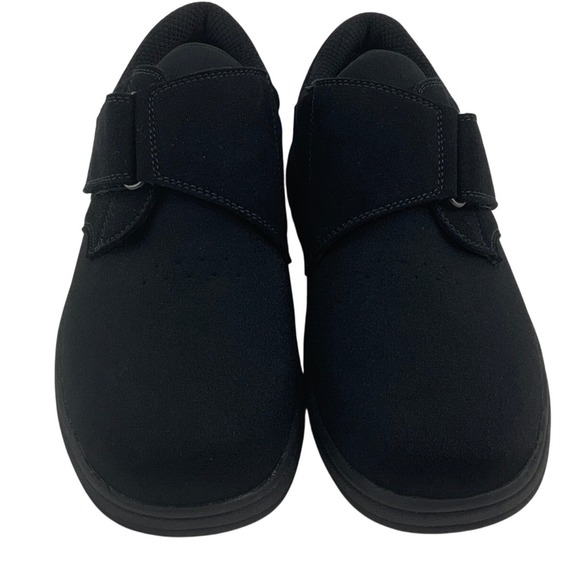 OrthoFeet 525 Edgewater Mens Black Walking Shoes Hook Loop Strap Size 8 Medium